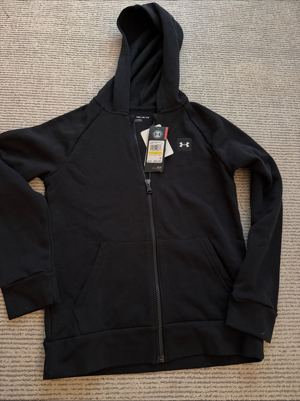 NWT size youth medium Under Armour Kids Black Full-Zip Hoodie Jacket